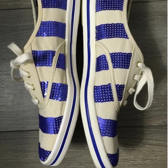 🌟HOST PICK🌟 Kate Spade x KEDS Kick Blue Sequin Striped Sneaker Sz 9 - Picture 6 of 11